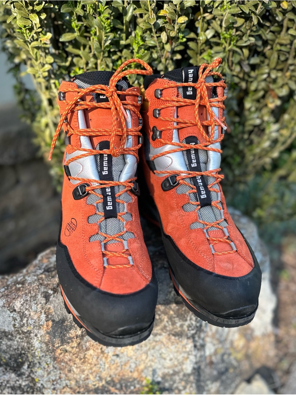 Men's Hanwag Orange Waterproof Suede Mountaineering Boots - Picture 4 of 8